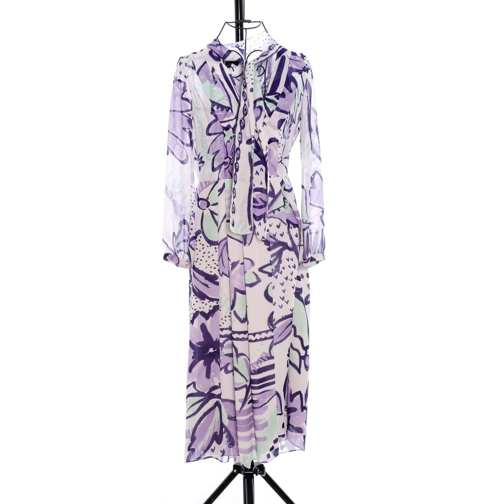Burberry Floral Print Silk Smock Dress - Size 36